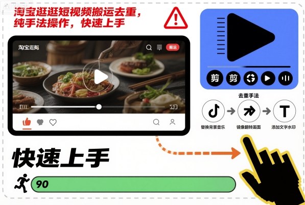 淘宝逛逛短视频搬运去重，纯手法操作，快速上手——生财有道创业项目网