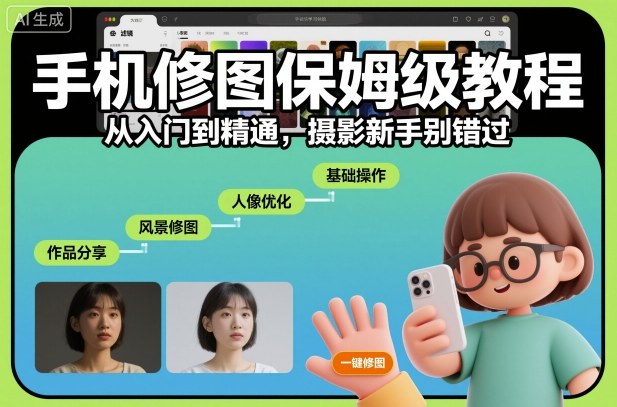 手机修图保姆级教程，从入门到精通，摄影新手别错过——生财有道创业项目网