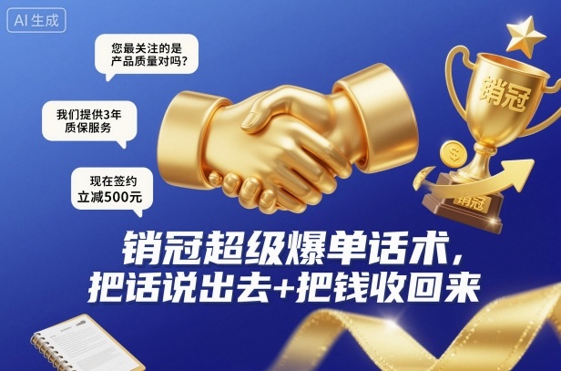 销冠超级爆单话术，把话说出去+把钱收回来——生财有道创业项目网