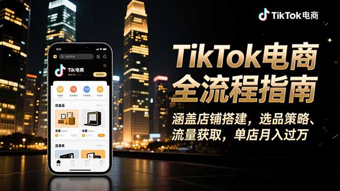 (16524期)TikTok电商全流程指南,涵盖店铺搭建、选品策略、流量获取,单店月入过万_生财有道创业项目网