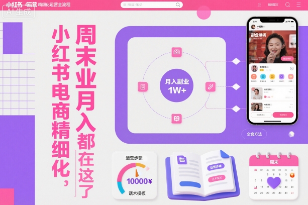 小红书电商精细化运营全流程，周末副业月入1W+，全套方法都在这了——生财有道创业项目网