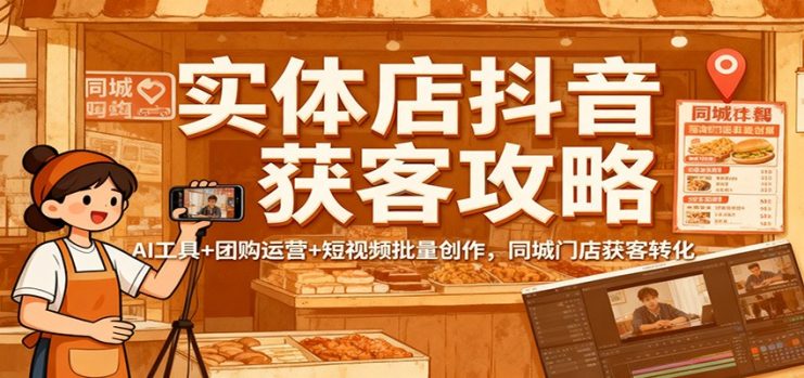 实体店抖音获客攻略：AI工具+团购运营+短视频批量创作，同城门店获客转化_生财有道创业网