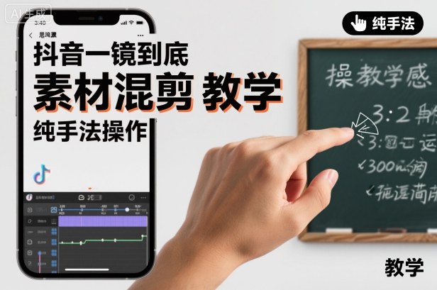 抖音一镜到底素材混剪教学，纯手法操作——生财有道创业项目网
