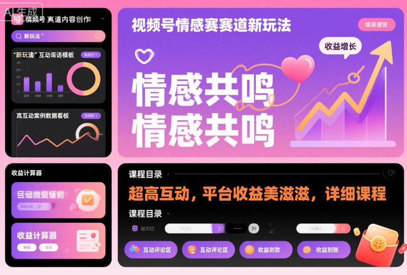 图片[1]-视频号情感赛道新玩法，超高互动，平台收益美滋滋，详细课程——生财有道创业项目网-生财有道