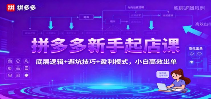 拼多多新手起店课：底层逻辑+避坑技巧+盈利模式，小白高效出单_生财有道创业网