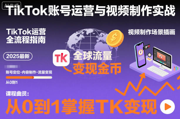 2025最新TikTok账号运营与视频制作实战全流程，从0到1掌握TK变现（含11月最新TK搬运技术）——生财有道创业项目网