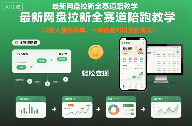最新网盘拉新全赛道陪跑教学，0投入操作简单，一周内就可以见到成果——生财有道创业项目网