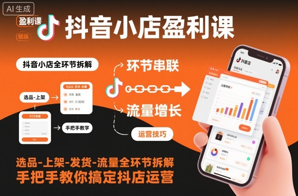 抖音小店盈利课-选品-上架-发货-流量全环节拆解，手把手教你搞定抖店运营——生财有道创业项目网