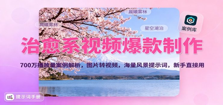 治愈系视频爆款制作，700万播放量案例解析，图片转视频，海量风景提示词，新手直接用_生财有道创业网