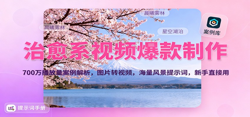 图片[1]-治愈系视频爆款制作，700万播放量案例解析，图片转视频，海量风景提示词，新手直接用_生财有道创业网-生财有道