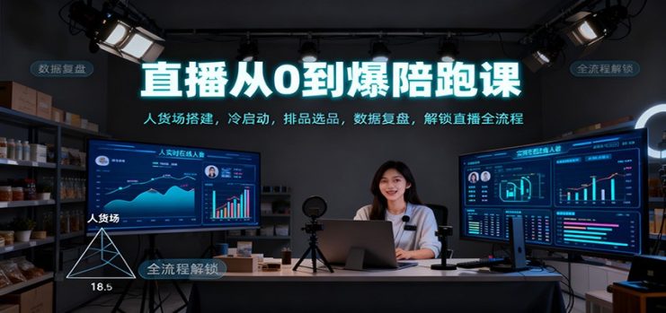 直播从0到爆陪跑课：人货场搭建，冷启动，排品选品，数据复盘，解锁直播全流程_生财有道创业网