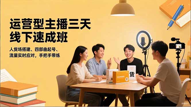 （16630期）运营型主播三天线下班，人货场搭建,四部曲起号,流量实时应对，手把手带练_生财有道创业项目网