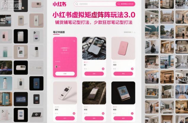 小红书虚拟矩阵玩法3.0，铺货铺笔记型打法，少款狂怼笔记型打法——生财有道创业项目网
