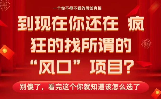 马上26年了，你还在找所谓的风口项目？别傻了，看完这个你全都懂了！【揭秘】——生财有道创业项目网