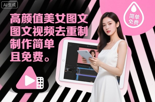 高颜值美女图文视频去重制作教学，制作简单且免费——生财有道创业项目网