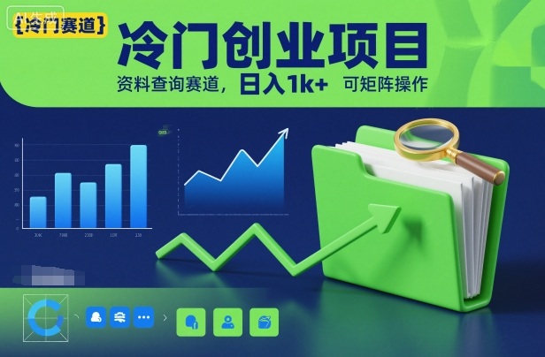 冷门创业项目，资料查询赛道，日入1k+，可矩阵操作——生财有道创业项目网