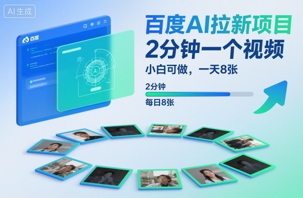 百度AI拉新项目，2分钟一个视频，小白可做，一天8张【附案例+保姆级教程】——生财有道创业项目网