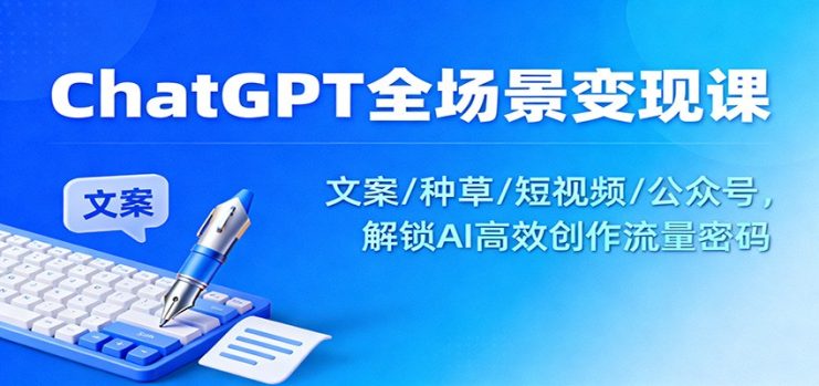 ChatGPT全场景变现课：文案/种草/短视频/公众号，解锁AI高效创作流量密码_生财有道创业网