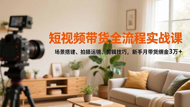 （16679期）短视频带货全流程实战课，场景搭建、拍摄运镜、剪辑技巧，新手月带货佣金3万+_生财有道创业项目网