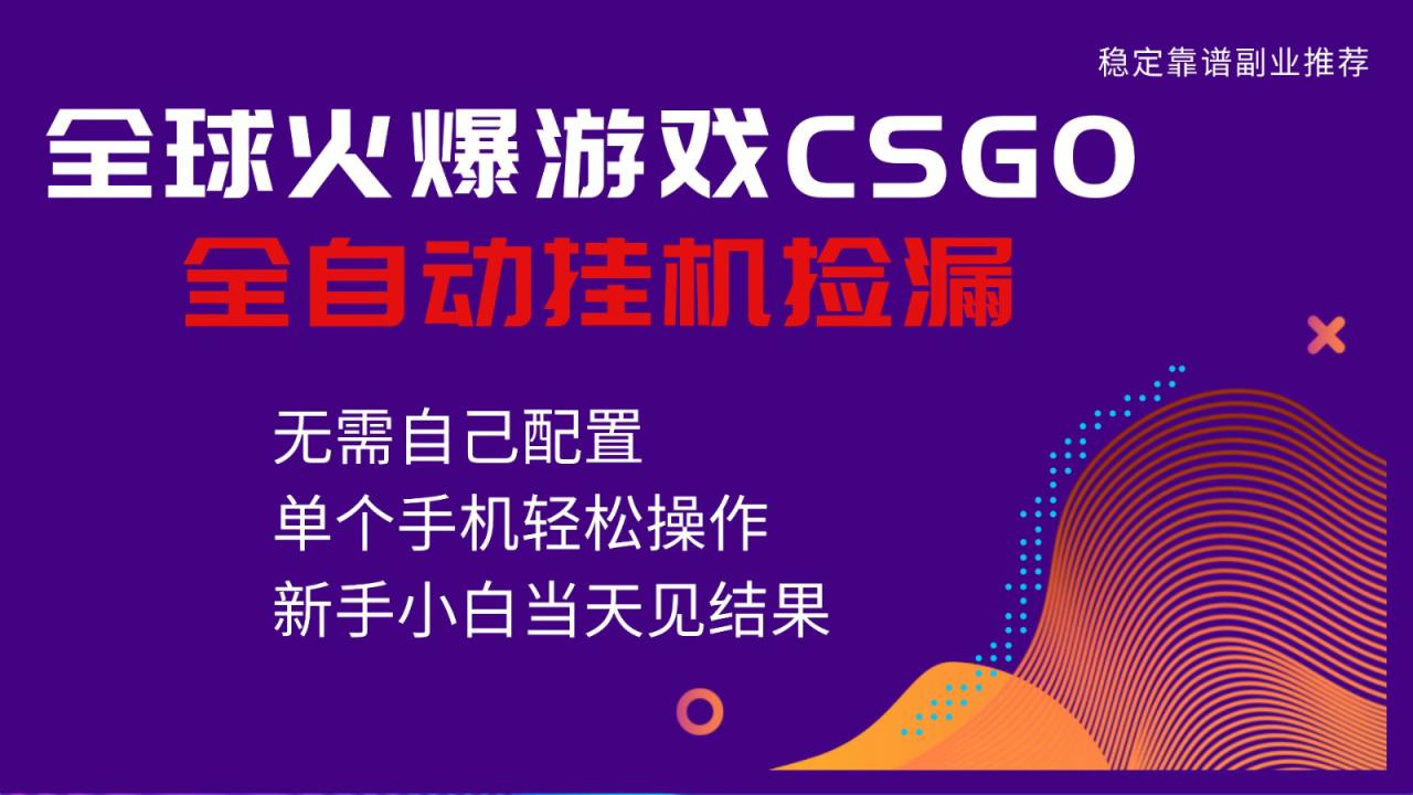 图片[1]-火爆游戏CSGO全自动捡漏，独家最新玩法，单个手机可操作，新手小白日入500+_生财有道创业网-生财有道