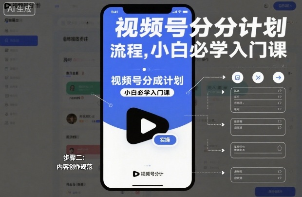 视频号分成计划实操流程，小白必学入门课——生财有道创业项目网
