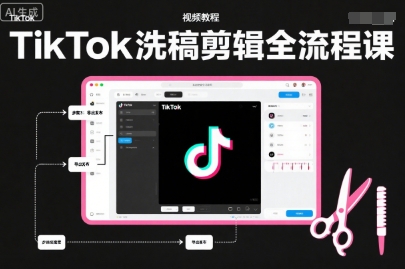 TikTok洗稿剪辑全流程课，PR洗稿剪辑全流程，TK洗稿运营课——生财有道创业项目网