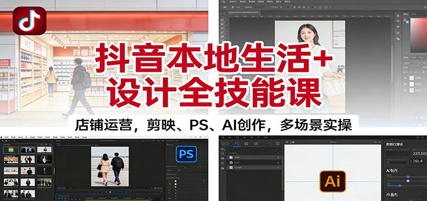 图片[1]-抖音本地生活+设计全技能课：店铺运营，剪映、PS、AI创作，多场景实操_生财有道创业网-生财有道