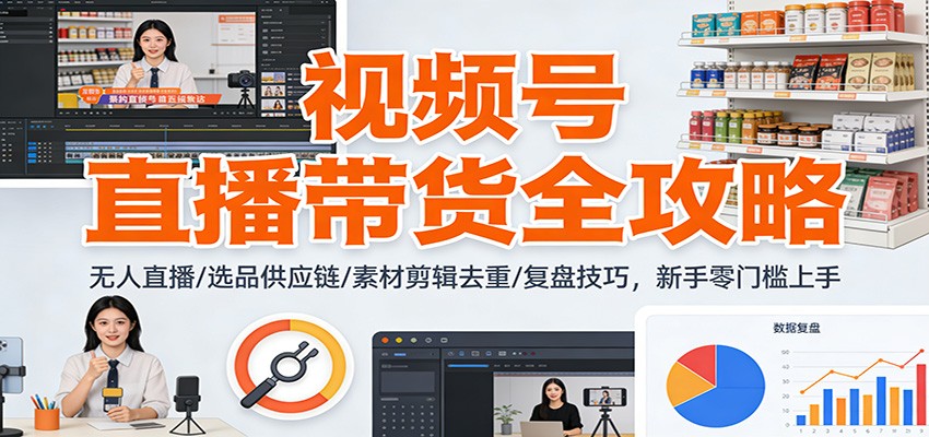 图片[1]-视频号直播带货全攻略：无人直播/选品供应链/素材剪辑去重/复盘技巧，零门槛上手_生财有道创业网-生财有道