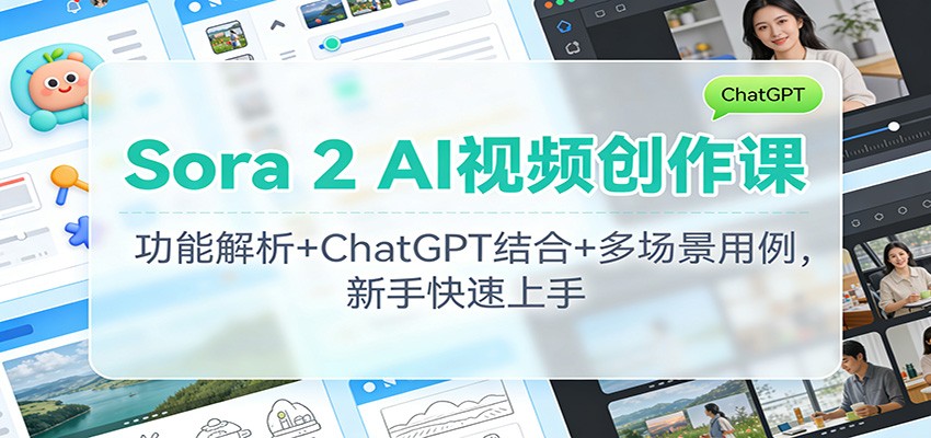 图片[1]-Sora 2 AI视频创作课：功能解析+ChatGPT结合+多场景用例，新手快速上手_生财有道创业网-生财有道