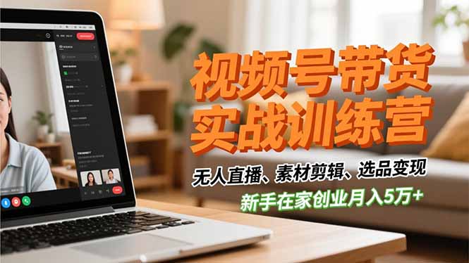 (16762期)视频号带货实战训练营,无人直播、素材剪辑、选品变现,新手在家创业月入5万+_生财有道创业项目网