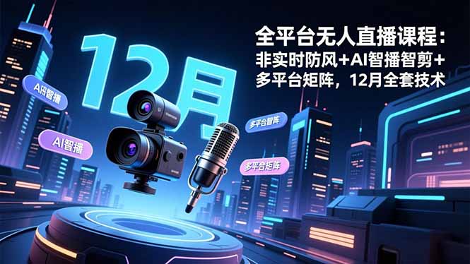 （16754期）全平台无人直播课程：非实时防风＋AI智播智剪＋多平台矩阵，12月全套技术_生财有道创业项目网