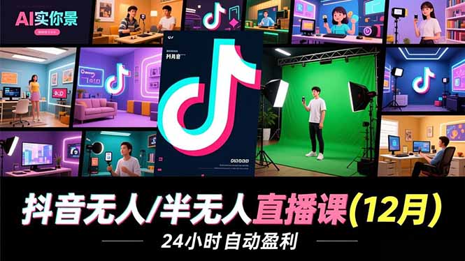 （16771期）抖音无人/半无人直播课(12月)，AI实景、数字人、绿幕、多种玩法、24小时自动盈利_生财有道创业项目网
