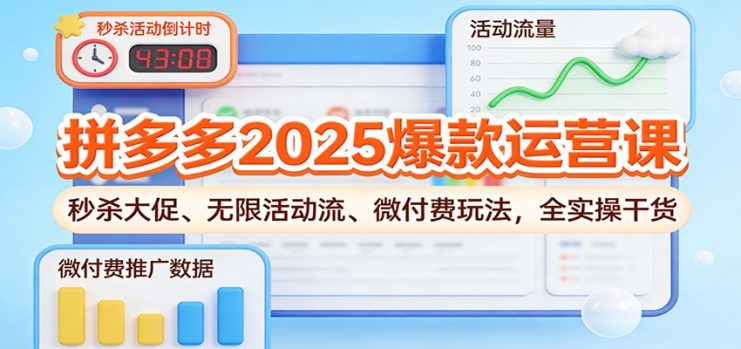 拼多多2025爆款运营课：秒杀大促、无限活动流、微付费玩法，全实操干货_生财有道创业网