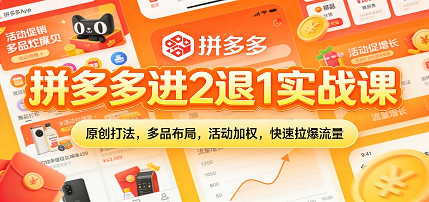 图片[1]-拼多多进2退1实战课：原创打法，多品布局，活动加权，快速拉爆流量_生财有道创业网-生财有道
