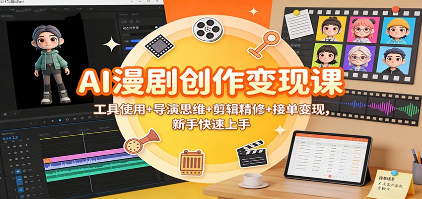 AI漫剧创作变现课：工具使用+导演思维+剪辑精修+接单变现，新手快速上手_生财有道创业网