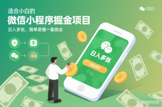 适合小白的微信小程序掘金项目，日入多张，简单易懂一看就会【揭秘】——生财有道创业项目网