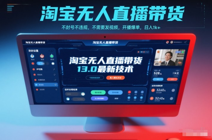 图片[1]-淘宝无人直播带货13.0最新技术，不封号不违规，不需要发视频，开播爆单，日入1k+【揭秘】——生财有道创业项目网-生财有道