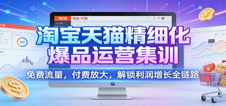 淘宝天猫精细化爆品运营集训：免费流量，付费放大，解锁利润增长全链路_生财有道创业网