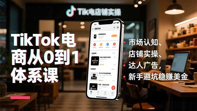 (16818期)TikTok电商从0到1体系课,市场认知、店铺实操、达人广告,新手避坑稳赚美金_生财有道创业项目网