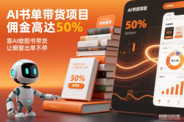 AI书单带货项目，佣金高达50%，靠AI做图书带货，让橱窗出单不停，轻松月入1W——生财有道创业项目网