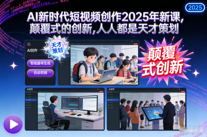 图片[1]-AI新时代短视频创作2025年新课，​颠覆式的创新，人人都是天才策划——生财有道创业项目网-生财有道