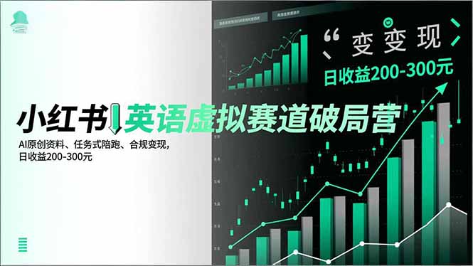 （16828期）小红书英语虚拟赛道破局营，AI原创资料、任务式陪跑、合规变现，日收益200-300元_生财有道创业项目网
