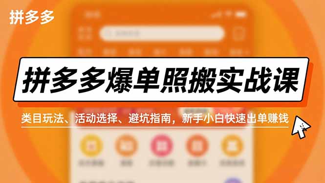 （16838期）拼多多爆单照搬实战课，类目玩法、活动选择、避坑指南，新手小白快速出单赚钱_生财有道创业项目网