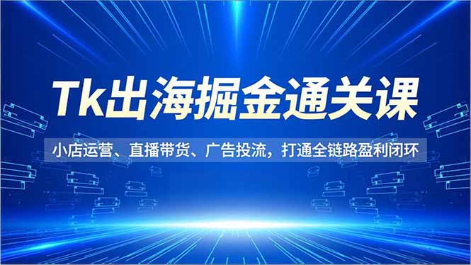 （16820期）Tk出海掘金通关课，小店运营、直播带货、广告投流，打通全链路盈利闭环_生财有道创业项目网