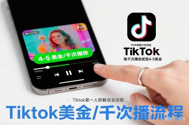 TK中视频计划项目，Tiktok第一人称解说流程，每干次播放奖励4-5美金——生财有道创业项目网