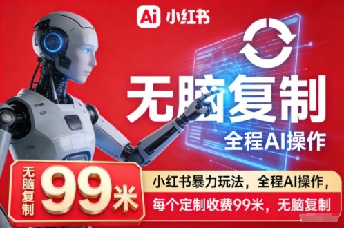小红书暴力玩法，全程AI操作，每个定制收费99米，无脑复制——生财有道创业项目网