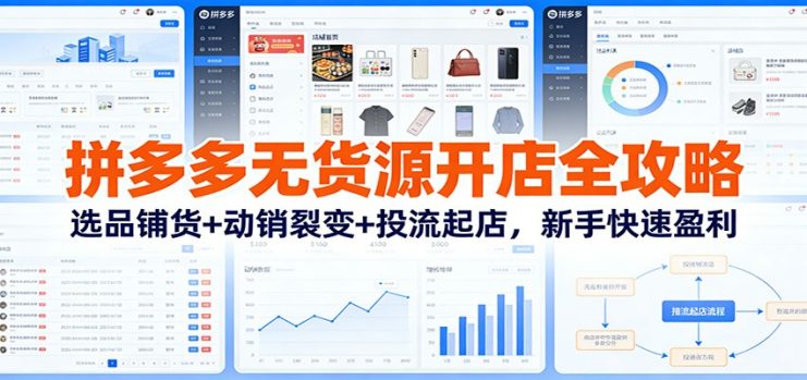 拼多多无货源开店全攻略：选品铺货+动销裂变+投流起店，新手快速盈利_生财有道创业网