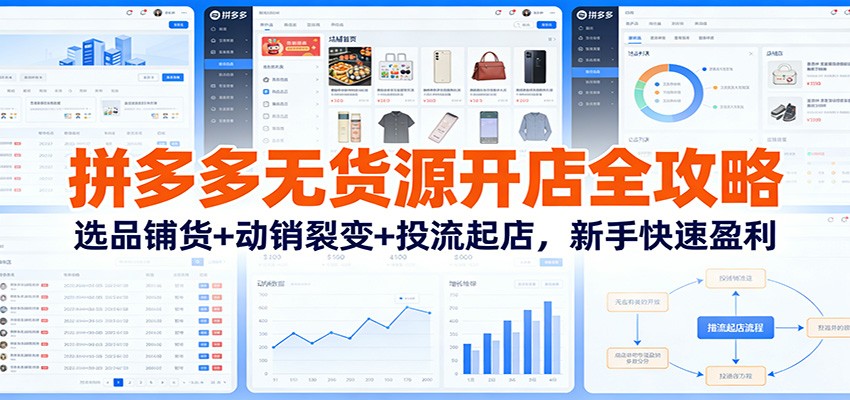 图片[1]-拼多多无货源开店全攻略：选品铺货+动销裂变+投流起店，新手快速盈利_生财有道创业网-生财有道