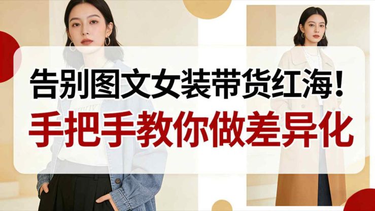 告别图文女装带货红海！手把手教你做差异化，新手也能弯道超车——生财有道创业项目网