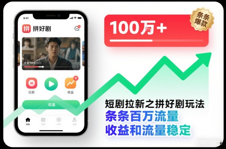 图片[1]-短剧拉新之拼好剧玩法，条条百万流量，收益和流量稳定——生财有道创业项目网-生财有道